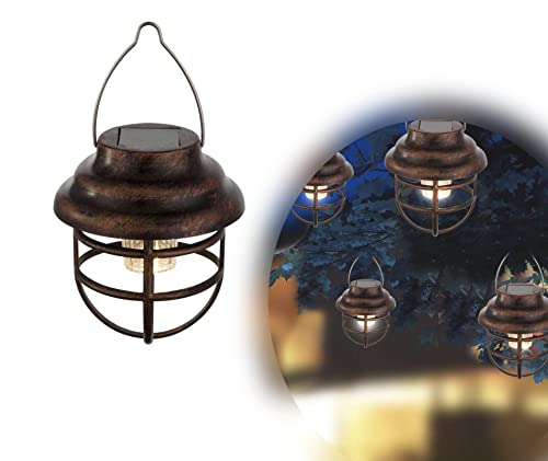 LED Solarleuchte Solarlampe Gartenbeleuchtung Hängelampe Baum-Beleuchtung Rost Optik Außenlampe Laterne (Dekoleuchte, Gartenleuchte, Außenleuchte, Garten-Deko, Hängeleuchte) von GLOBO