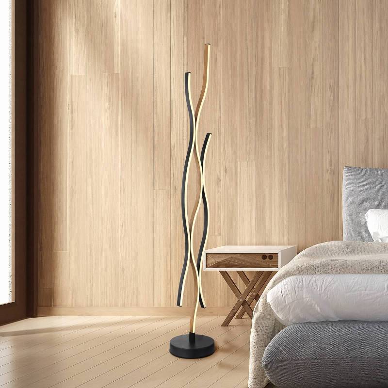 LED-Stehlampe Geronimo, Höhe 135 cm, schwarz/Holzoptik von Globo