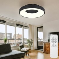 Led Deckenlampe Deckenleuchte Wohnzimmerlampe rund cct Tageslicht mit Fernbedienung, Metall opal schwarz Kunststoff, dimmbar Nachtlicht/-Memory, 31 von Globo