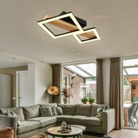 Globo - led Deckenleuchte Holz Wohnzimmerlampe Designleuchte Deckenlampe Quadrate, mdf Metall, 19W 1150Lm warmweiß, LxBxH 48x30x10 von Globo