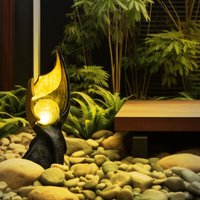 Led Flamme Solar Garten Dekoration Solarlampe mit Flammeneffekt Solarlampen für Außen, gold braune Skulptur mit bezauberndem Lichteffekt, 1x led von Globo