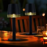 Led Solarlampe Tischleuchte Außenlampe Terrassenlampe Gartenleuchte, Kunststoff klar schwarz, Akku 6-8h IP44, 3000K warmweiß, 2er Set, h 21,5 cm Led Solarlampe Tischleuchte Außenlampe Terrassenlampe Gartenleuchte, Kunststoff klar schwarz, Akku 6-8h IP44, 3000K warmweiß, 2er Set, h 21,5 cm von Globo