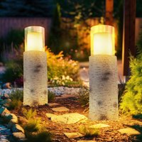 Led Solarleuchte Außenleuchte Solarlampe Gartenleuchte Tischleuchte Terrassenlampe, Holzoptik weiß Kunststoff Glas, Akku inkl. 6-8h, 1200K, h 43,5 cm Led Solarleuchte Außenleuchte Solarlampe Gartenleuchte Tischleuchte Terrassenlampe, Holzoptik weiß Kunststoff Glas, Akku inkl. 6-8h, 1200K, h 43,5 cm von Globo