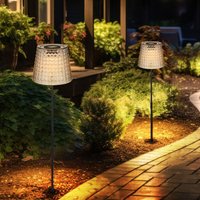 Led Solarleuchte Gartendeko Außenlampe Kristallleuchte, rauchfarben schwarz Kunststoff, Akku IP44 Erdspieß, 3000K warmweiß, 2er Set, h 60 cm von Globo