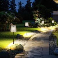 Globo - led Solarleuchte Gartenlampe Außenlampe Kristallleuchte, rauchfarben schwarz Kunststoff, Akku IP44 Erdspieß, 3000K warmweiß, 4er Set, h 60 cm Globo - led Solarleuchte Gartenlampe Außenlampe Kristallleuchte, rauchfarben schwarz Kunststoff, Akku IP44 Erdspieß, 3000K warmweiß, 4er Set, h 60 cm von Globo