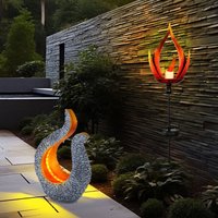 Led Solarleuchte Solarlampe mit Feuereffekt Außenleuchte Gartenleuchte Außenlampe, Flammen Design, Steinoptik-Skulptur, warmweiß, 2er Set Led Solarleuchte Solarlampe mit Feuereffekt Außenleuchte Gartenleuchte Außenlampe, Flammen Design, Steinoptik-Skulptur, warmweiß, 2er Set von Globo