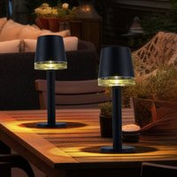 Led Solarleuchte Tischleuchte Außenlampe Terrassenlampe Gartenleuchte, Kunststoff klar schwarz, Akku 6-8h IP44, 3000K warmweiß, 2er Set, h 21,5 cm Led Solarleuchte Tischleuchte Außenlampe Terrassenlampe Gartenleuchte, Kunststoff klar schwarz, Akku 6-8h IP44, 3000K warmweiß, 2er Set, h 21,5 cm von Globo