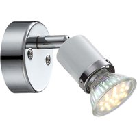 Led Wand Spot Lampe Metall Chrom Leuchte Weiß Schlaf Zimmer Flur Beleuchutng von Globo