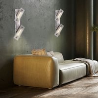 Globo - led Wandleuchte Kristall Wandlampe 2 flammig Wandleuchte Kristall, Glas satiniert, 1x led 3000K, LxBxT 49x8x11,5 cm, 2er Set von Globo