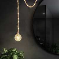 Led deko Pendelleuchte Hängelampe Deckenleuchte Wohnzimmerlampe Hanfseil Glas-Amber, 2 Watt 18 lm 2500 k warmweiß, h 160 cm von Globo