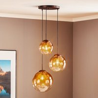 [NEUWERTIG] Globo Glas Hängeleuchte Varus Hängeleuchte Lampe Leuchte Amber 3 Flmg E27 ø 51cm B-Ware von Globo
