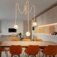 Globo - Pendellampe Hanfseil Wohnzimmer Esstisch Hängelampe Hanfseil Modern, Glas amber braun, 3x led, DxH 11x150 cm von Globo