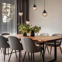 Pendelleuchte 4 flammig Hängelampe Esstisch Holzlampe Glas Wohnzimmerlampe zum verstellen, Metall Kunststoff, schwarz braun, 4x E27 Fassungen, LxBxH von Globo