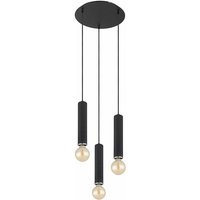 Pendelleuchte Hängelampe 3 flammig Holz Esstischleuchte Wohnzimmer Cluster Pendellampe, schwarz, 3x E27, DxH 35 x 160 cm von Globo