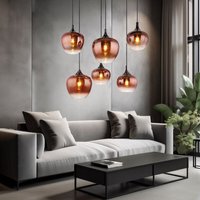 Pendelleuchte Hängelampe Esszimmerleuchte 6-Flammig Glas kupfer schwarz-matt E27 Pendelleuchte Hängelampe Esszimmerleuchte 6-Flammig Glas kupfer schwarz-matt E27 von Globo