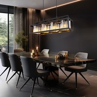 Led Pendelleuchte Hängelampe Kristall Wohnzimmer modern Hängeleuchte Esstisch schwarz 4 flammig, Metall Glas, 4x E27 led warmweiß, LxH 68 x 120 cm Led Pendelleuchte Hängelampe Kristall Wohnzimmer modern Hängeleuchte Esstisch schwarz 4 flammig, Metall Glas, 4x E27 led warmweiß, LxH 68 x 120 cm von GLOBO LIGHTING