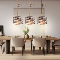 LED Pendelleuchte Hanfseil Retro Vintage Wohnzimmerlampe Industrie Style Pendelleuchte, rostfarben, 3x E27 Filament LED warmweiß, LxBxH 115x28x120 cm von GLOBO LIGHTING