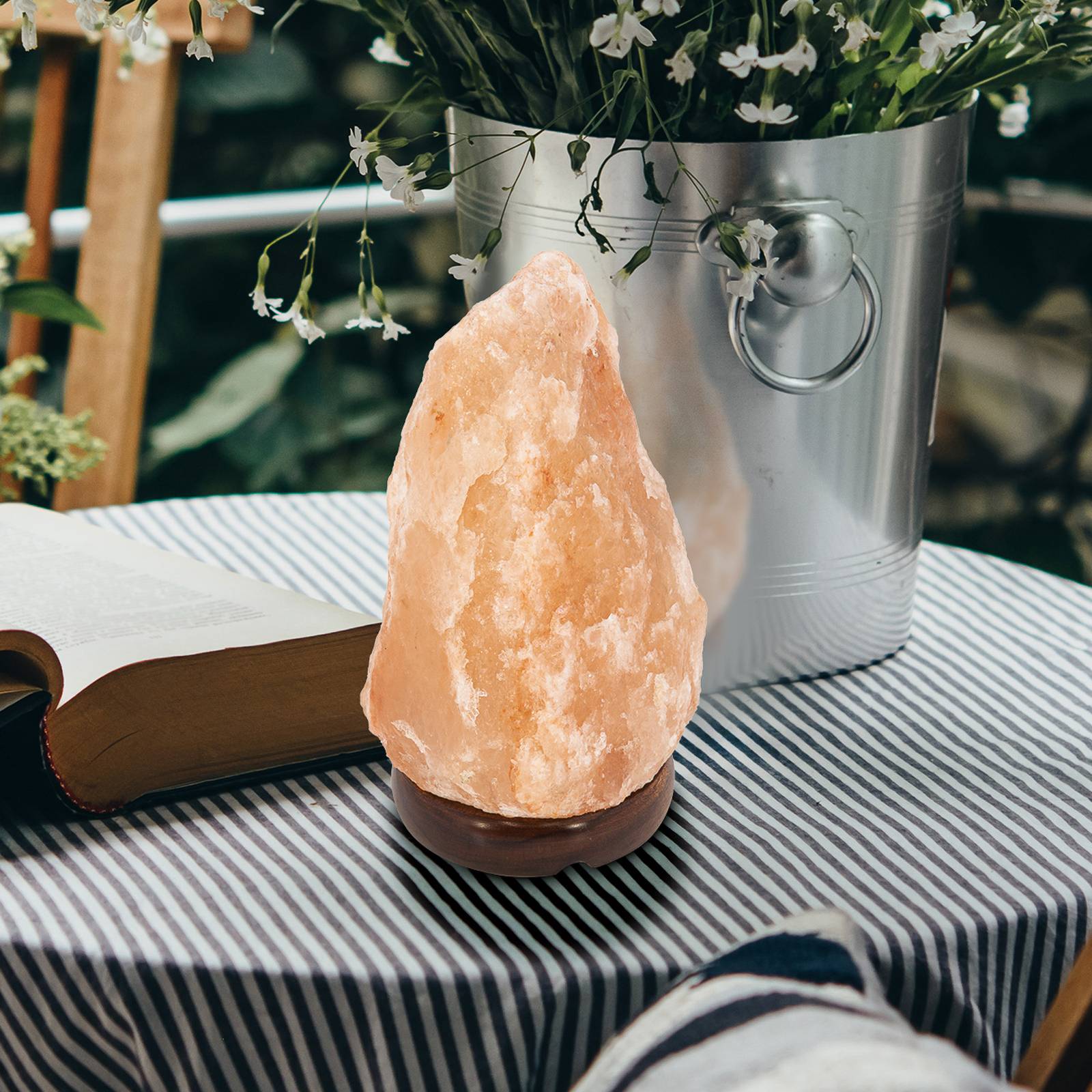 Salzkristall-Tischlampe Stone, naturfarben von Globo