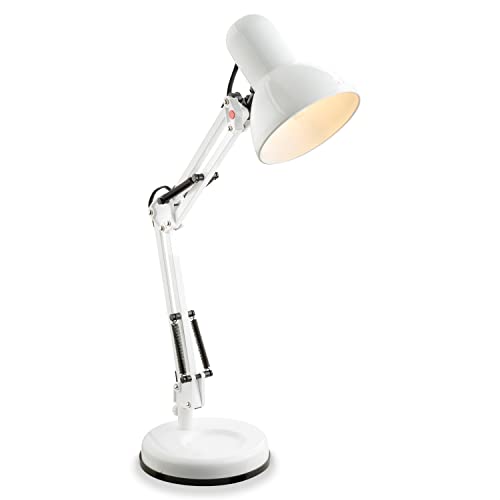 Weiße Schreibtischlampe Beweglich Nachttischlampe Tischlampe Retro Weiß (Höhe 60 cm, Schreibtischleuchte, Gelenk Arm, Fassung E27, 3 flexible Gelenke) von Globo