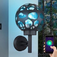 Smart Wandleuchte Kugel Außenleuchte Kugel 20 cm Außenwandleuchte App Steuerung rund, Loch Design Aluminium anthrazit, rgb led 8,5W 806Lm, h 32,7 cm von Globo