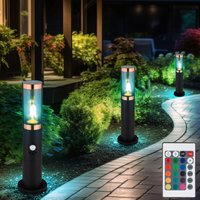 Sockelleuchte mit Fernbedienung rauch Außenbeleuchtung mit Bewegungsmelder Garten Stehlampe dimmbar, Edelstahl, rgb led 8,5W 806Lm warmweiß, DxH von Globo