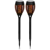 Solarfackeln 2er Set mit Flammeneffekt, Schwarz, Höhe 50cm von Globo