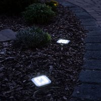 Solarlampe Garten Deko Solarlampen für Außen Wegelampe Bodenleuchte Gartenleuchten mit Erdspieß, Kunststoff Edelstahl, led kaltweiß, LxBxH 10x10x13 von GLOBO LIGHTING