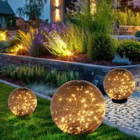 Solarlampe Gartendeko Solarkugeln Außen LED Gartenlampe Steckleuchte Erdspieß, Kunststoff rauch, D 15 cm, 20 cm, 25 cm, 3er Set Solarlampe Gartendeko Solarkugeln Außen LED Gartenlampe Steckleuchte Erdspieß, Kunststoff rauch, D 15 cm, 20 cm, 25 cm, 3er Set von Globo