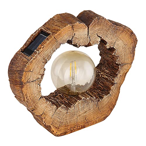 Solarlampe Outdoor Garten Solarleuchte LED Solar Außenlampe Gartendeko Baumscheibe Holzoptik braun, Kunststoff, 1x LED warmweiß, LxBxH 30,5x8,5x25,5 cm von GLOBO