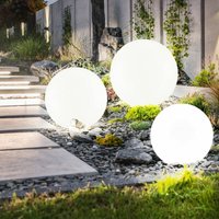 Expo Börse - Solarlampe Solarleuchte Steckleuchte Gartenlampe Kugellampe Terrasse, Akku IP44 Erdspieß, weiß silber, led warmweiß, 3er Set von EXPO BÖRSE
