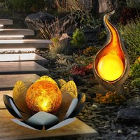 Solarlampe led Gartendeko Lotusblume Asia Terrassenlampe Flammen Design Gartenlampe, Leuchtdauer ca. 6 Stunden, 2er Set Solarlampe led Gartendeko Lotusblume Asia Terrassenlampe Flammen Design Gartenlampe, Leuchtdauer ca. 6 Stunden, 2er Set von Globo