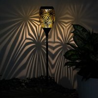Solarlampe schwarz Außenleuchte modern Steckleuchte Gartendeko, Terrassenlampe Dekorstanzungen Erdspieß, Metall gold, 1x led warmweiß, DxH 11x58 cm Solarlampe schwarz Außenleuchte modern Steckleuchte Gartendeko, Terrassenlampe Dekorstanzungen Erdspieß, Metall gold, 1x led warmweiß, DxH 11x58 cm von Globo