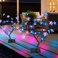 Solarlampen für Außen Garten Deko Solarleuchte Außenbereich Stecklampe im Baum Design, Erdspieß Blüten Baum, led, h 60 cm, 2er Set von Globo
