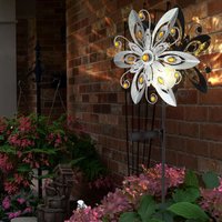 Solarleuchte Außenleuchte led Windrad silbergrau Gartenlampe Deko h 124 cm von Globo