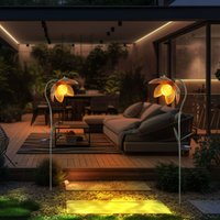 Solarleuchte Blume Erdspieß Gartenstecker Solarblume gold grün Steckleuchte Blüte, Kugel Bruchglas amber, led kaltweiß, LxBxH 25x15x90 cm, 2er Set von Globo