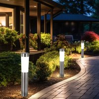 Solarleuchte Edelstahl Außenlampe Erdspieß Solar Stecklampe Gartenleuchte, LED 0,06W, DxH 7,5x56 cm, 3er Set von Globo