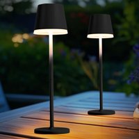 2er Set Solarleuchte LED Tischlampe Außenleuchte anthrazit Gartenleuchte Terrassenlampe, Metall Kunststoff satiniert, spritzwassergeschützt Akku, 2er Set Solarleuchte LED Tischlampe Außenleuchte anthrazit Gartenleuchte Terrassenlampe, Metall Kunststoff satiniert, spritzwassergeschützt Akku, von Globo