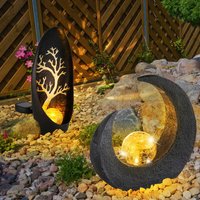 Solarleuchte Mond Gartendeko Skulptur Solarlampen für Außen Gartenleuchte Solar, Bruchglas-Optik Kugel, IP44, LED, 2er Set von Globo