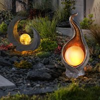 Globo - Solarleuchte Mond braun-schwarz Außenleuchte Solar Skulptur Solarlampe Flamme gold silber, Leuchtkugel, led Leuchtmittel, 2er Set von Globo