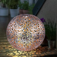 Solarleuchte Windlicht Solar Garten Kugel orientalsichLED Steckleuchte IP44, Erdspitz, Metall Muster antik silbergrau, 1x LED 3000K, DxH 40x50 cm von Globo