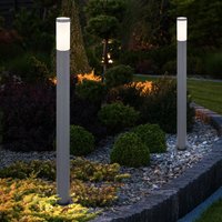 Stehlampe Außenleuchte Gartenlampe Standleuchte Wegelampe Terrasse IP44, Edelstahl anthrazit opal, 1x E27 Fassung, DxH 7,6x110 cm, 2er Set von Globo