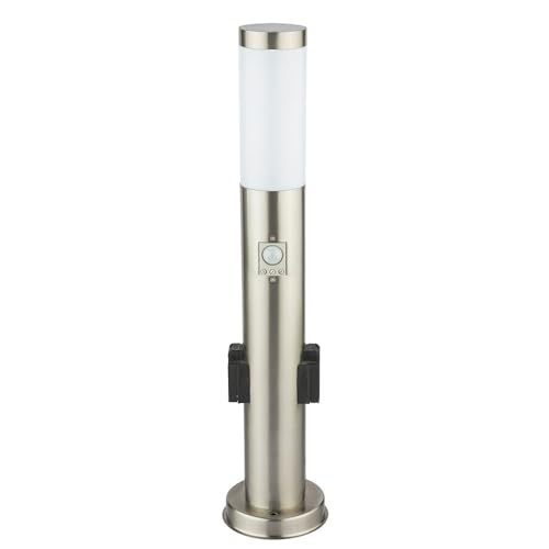 Stehlampe Garten dimmbar mit Fernbedienung Wegleuchte Außen mit Bewegungsmelder Sockelleuchte, Edelstahl silber, RGB LED 8,5W 806lm warmweiß, IP44, H 60cm von GLOBO