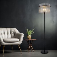Stehlampe Stehleuchte Deckenfluter Schlafzimmerleuchte Wohnzimmerlampe schwarz Glasstäbe rauchfarben, Metall, 1x E27, DxH 38 x 152 cm Stehlampe Stehleuchte Deckenfluter Schlafzimmerleuchte Wohnzimmerlampe schwarz Glasstäbe rauchfarben, Metall, 1x E27, DxH 38 x 152 cm von Globo