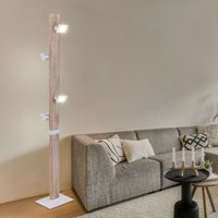 Stehlampen aus Holz Stehlampe Landhaus Stehleuchte weiß, 4 flammig Spots beweglich, Holzoptik Natur Metall Glas klar satiniert, 4x led 5W 420Lm von Globo