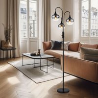 Stehleuchte Rauchglas Wohnzimmerleuchte stehend Rauch Bogenleuchte Rauch schwarz, Metall, 3x E27 Fassung, DxH 43x165 cm von GLOBO LIGHTING