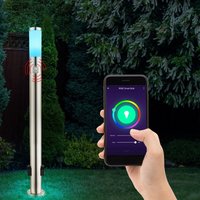 Stehleuchte mit Bewegungsmelder Standleuchte Edelstahl Außenleuchte Steckdosen, App Steuerung cct dimmbar, Smart rgb led 8,5W 806Lm, DxH 7,6x110 cm von Globo