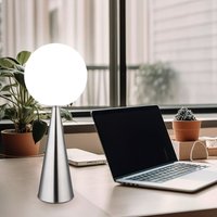 Led Tischlampe Nachttischleuchte Leselampe Wohnzimmerlampe Tischleuchte Beistelllampe, Metall Glaskugel silber weiß, 9W 810lm warmweiß, h 49,5 cm von GLOBO LIGHTING