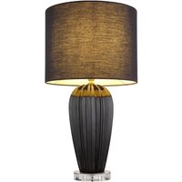 Tischleuchte Beistelllampe Nachttischlampe Textil Schwarz Kristalle h 59 cm von Globo