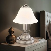 Globo - Tischleuchte Touch Nachttischleuchte Alabaster Glas Tischlampe Schlafzimmer, Nickel matt, 1x E14 Fassung, DxH 17x27 cm Globo - Tischleuchte Touch Nachttischleuchte Alabaster Glas Tischlampe Schlafzimmer, Nickel matt, 1x E14 Fassung, DxH 17x27 cm von Globo
