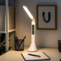 Tischleuchte Touchdimmer Schreibtischlampe Uhr Büro Tischlampe beweglich, weiß, led 4W 195Lm neurtralweiß, LxH 19x26 cm Tischleuchte Touchdimmer Schreibtischlampe Uhr Büro Tischlampe beweglich, weiß, led 4W 195Lm neurtralweiß, LxH 19x26 cm von Globo